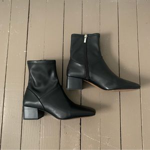 Franco Sarto block heel boots black leather